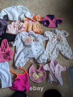 12 American Girl Dolls, clothes and accessories, 2 Bitty Baby cribs and chair