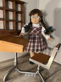 1990s Pleasant Company American Girl 18 Doll Molly withschool outfit desk glasses