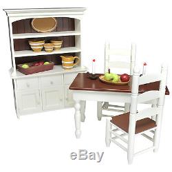 23pc Furniture Accessories Table, Chairs, Hutch, Food, Dishes For American Girl Doll