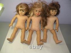 3 American Girl Dolls TLC Repair Brown Blonde Hair Green Blue Eyes 18