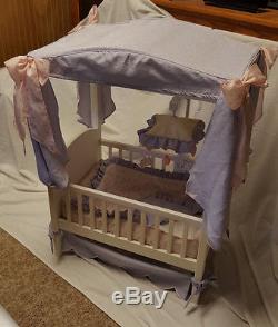 AMERICAN GIRL Bitty Baby DOLL CRIB with Canopy, Bedding, and Mobile