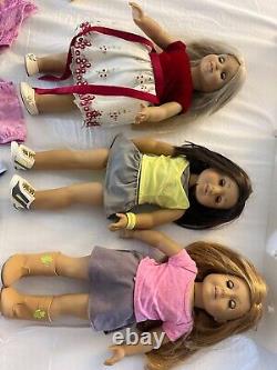 AMERICAN GIRL DOLL LOT (3 DOLLS) + Accessories & Clothes & Day Bed & Chair
