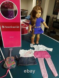 AMERICAN GIRL DOLL SAIGE GOTY 2013 with BOX, BOOK, RING, GUITAR & XTRA OUTFITS