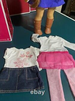 AMERICAN GIRL DOLL SAIGE GOTY 2013 with BOX, BOOK, RING, GUITAR & XTRA OUTFITS