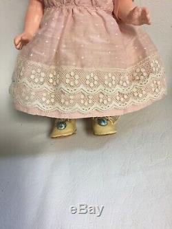 Adorable AM 323 8Googly With Original Pink Silk Dress And Hat With Pink Plumes