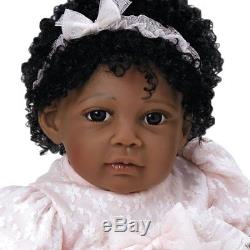 African American Ethnic Doll Realistic Reborn Baby Girl Lifelike Black Hair