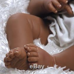 African American Realistic Girl Baby Doll Black Hair Reborn Infant Weighted 20In
