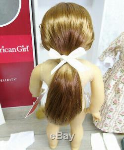 American Girl 18 FELICITY DOLL MEET OUTFIT & ACCESSORIES Garters Bit Coin BOX +