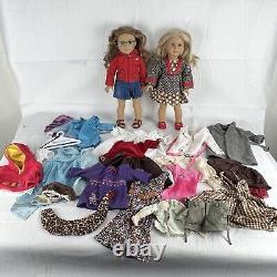 American Girl 2 Doll Lot With 19 Articles Of Clothing 3 Hangers