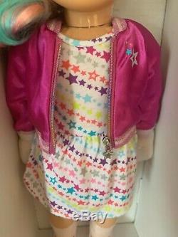 American Girl 88 Truly Me Doll with Pink MEET OUTFIT Pastel Multicolor Hair NEW