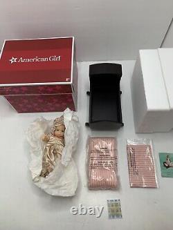 American Girl Baby Polly Doll and Cradle, Felicity Sister Rare/Retired NIB