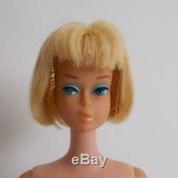 American Girl Barbie Doll Pale Blonde Lemon Yellow Hair Bend Leg 1966 -Flaws