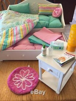 American Girl Bedroom Set White Trundle Bed and Night Stand with all the extras