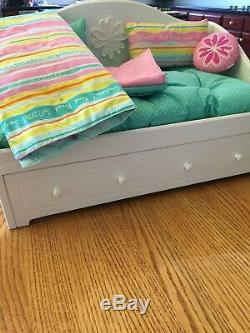 American Girl Bedroom Set White Trundle Bed and Night Stand with all the extras