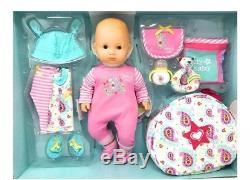 American Girl Bitty Baby Complete 12Pc Set Blonde Hair Blue Eyes Diaper Bag&More