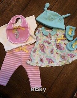American Girl Bitty Baby Complete 12Pc Set Blonde Hair Blue Eyes Diaper Bag&More