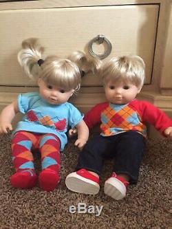 American Girl Boy Bitty Baby Twins Lot Furniture Outfit Bundle Blonde Blue Eye