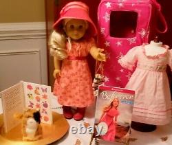 American Girl Caroline Doll Travel Outfit Ginger Cat Pink Starry Carrier Lot