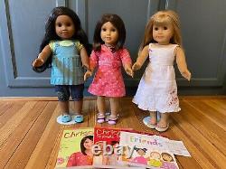 American Girl Chrissa, Gwen, & Sonali 18 Dolls and Books Display Only