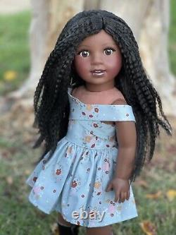 American Girl Custom OOAK Claudie Wells Doll, Long black textured Hair Cicely