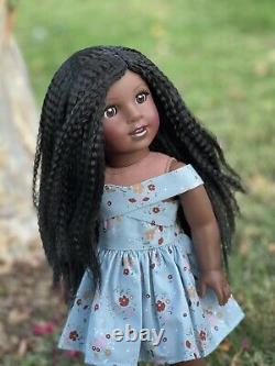 American Girl Custom OOAK Claudie Wells Doll, Long black textured Hair Cicely