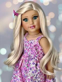 American Girl Custom OOAK Doll Blonde Curled Hair, Mint eyes Daisy