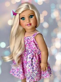 American Girl Custom OOAK Doll Blonde Curled Hair, Mint eyes Daisy