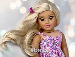 American Girl Custom OOAK Doll Blonde Curled Hair, Mint eyes Daisy