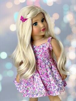 American Girl Custom OOAK Doll Blonde Curled Hair, Mint eyes Daisy