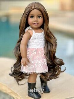 American Girl Custom OOAK Gray Eyes, Brunette Highlight Hair, Kyra