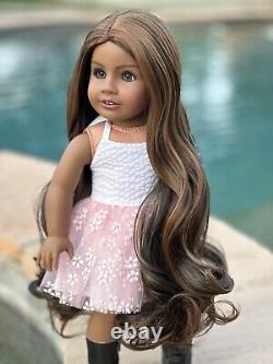 American Girl Custom OOAK Gray Eyes, Brunette Highlight Hair, Kyra