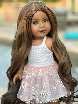 American Girl Custom OOAK Gray Eyes, Brunette Highlight Hair, Kyra