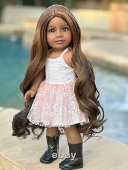 American Girl Custom OOAK Gray Eyes, Brunette Highlight Hair, Kyra