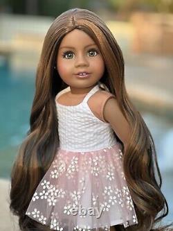 American Girl Custom OOAK Gray Eyes, Brunette Highlight Hair, Kyra