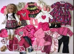 American Girl Doll 18 Blonde Hair Blue Eyes Huge Clothes Lot Accessories Shoes