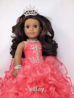 American Girl Doll Ana Sofia Custom OOAK Quinceanera Prom Swarovski Ballgown