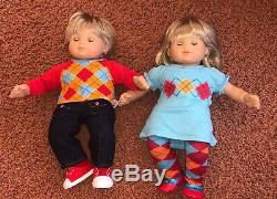 American Girl Doll Bitty Baby Blonde Hair Blue Eyes Twins Boy And Girl Full Set
