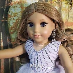 American Girl Doll Blonde Curly Hair Purple Eye Frosted Violet Holiday Gown OOAK