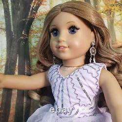 American Girl Doll Blonde Curly Hair Purple Eye Frosted Violet Holiday Gown OOAK