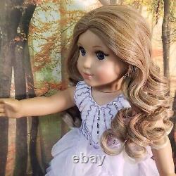 American Girl Doll Blonde Curly Hair Purple Eye Frosted Violet Holiday Gown OOAK