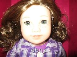 American Girl Doll CYO Doll Brown Hair, gray eyes, Let's Explore Outfit, pierced