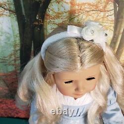 American Girl Doll Caroline Abbott Work Dress Blonde Curly Hair Teal Eyes Refurb