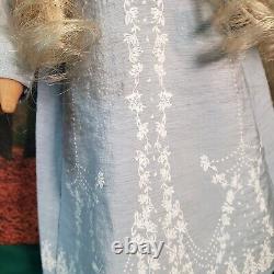 American Girl Doll Caroline Abbott Work Dress Blonde Curly Hair Teal Eyes Refurb