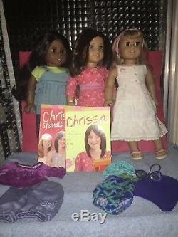 American Girl Doll Chrissa Gwen Sonali With Outfits And Books Girl of the Year