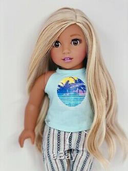 American Girl Doll Custom CYO Nanea, Brown Eyes, Blonde hair, Joss Outfit Hana