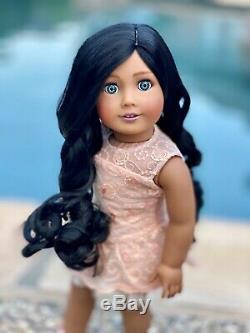 American Girl Doll Custom CYO OOAK Aqua Eyes, Black Hair, Medium Tan Skin Bree