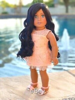 American Girl Doll Custom CYO OOAK Aqua Eyes, Black Hair, Medium Tan Skin Bree