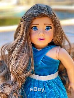 American Girl Doll Custom CYO OOAK, Blue Mermaid eyes, Long Curls, Piper