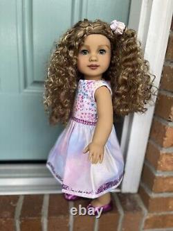 American Girl Doll Custom Evette Wig Long Curly Hair Gorgeous