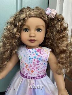 American Girl Doll Custom Evette Wig Long Curly Hair Gorgeous